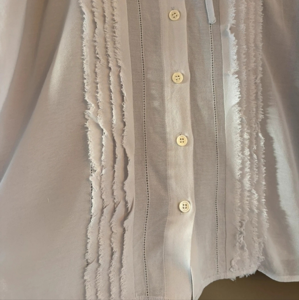 Paul & Joe Light Blue Ruffle-Trim Button-Front Blouse - Picture 5 of 7